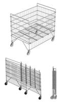 Klappbare armierter rollwagen (rollenkorb) für wäschelogistik. Modell sk 9060-0,82